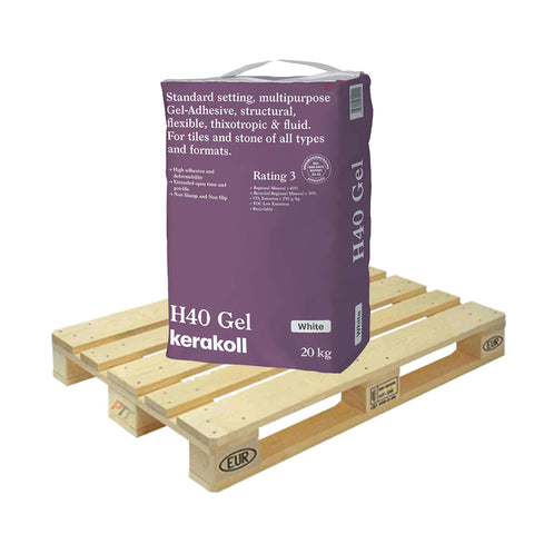 H40 Gel Adhesive - Standard Set S1 - White 20kg - Full Pallet (48 bags)