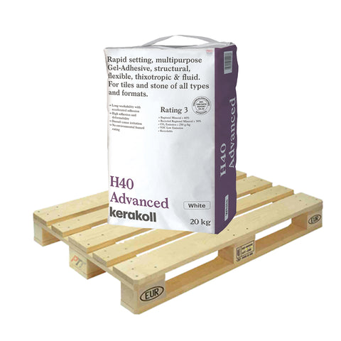 H40 Advanced Adhesive - Rapid Set S1 - 20kg White Half Pallet (24 Bags)