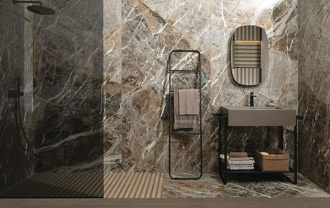 Modern bathroom with Florim Casa Dolce tiled floor, wall and shower
