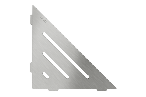 Schluter SHELF-E-S1-EB Triangular Corner - WAVE, Brushed Stainless Steel, 210x210mm