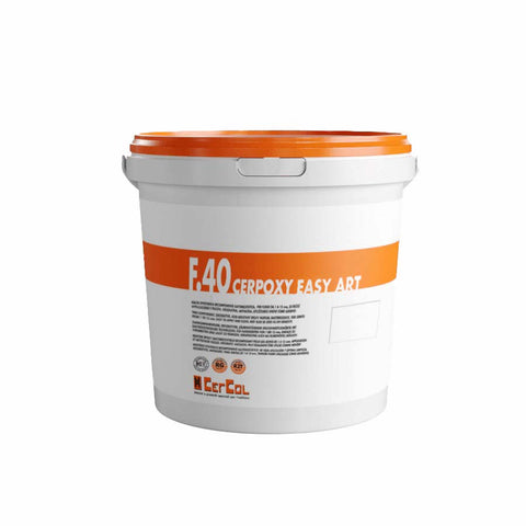 White and orange 3kg tub of CerCol F40 CERPOXY EASY ART Grout Adhesive