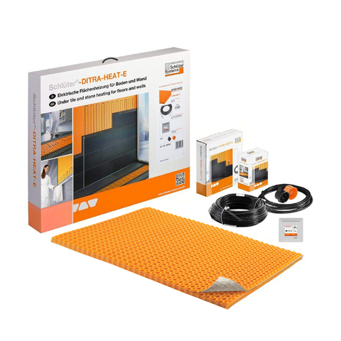 Ditra Heat E Wall heating set with components and box