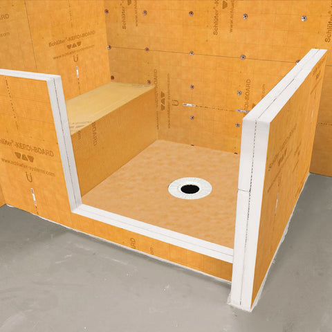 Schluter Kerdi Board Panels around tiled seating area