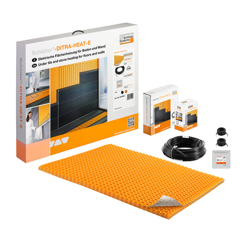 Schluter box with Ditra Heat E Duo Kit Components