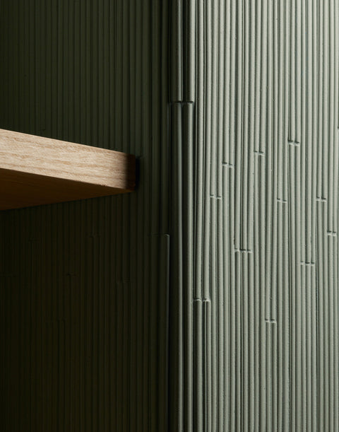 Luxury porcelain tiles on a wall, manufactured by Mutina