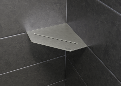 Schluter SHELF-E-S2 Pentagon Shelf - PURE, Brushed Stainless Steel, 195x195mm