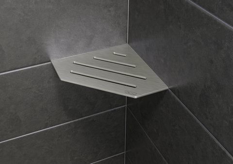 Schluter SHELF-E-S2 Pentagon Shelf - WAVE Design, Brushed Stainless Steel, 195x195mm