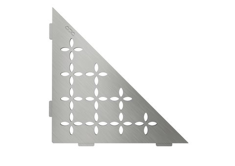 Schluter SHELF-E-S1-EB Triangular Corner - FLORAL, Brushed Stainless Steel, 210x210mm