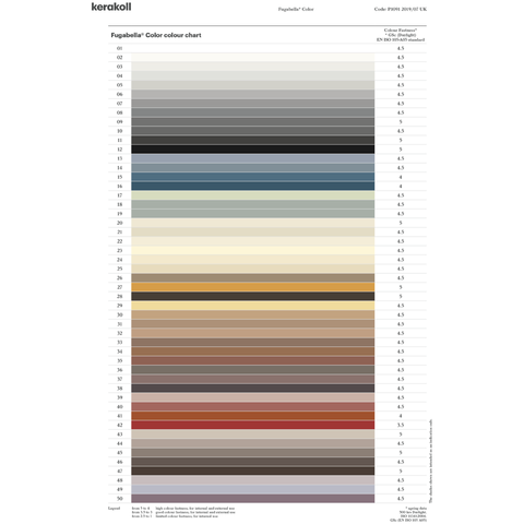 Kerakoll Fugabella Silicone Colour Chart