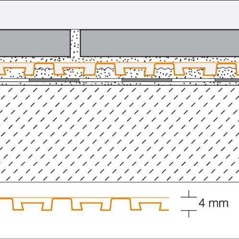 Diagram of Schluter Ditra Drain mat with tiles laid on top
